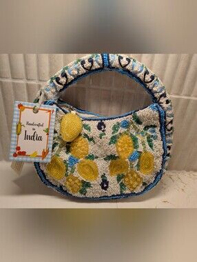 Handcrafted In India Beaded Lemon Mini Bag